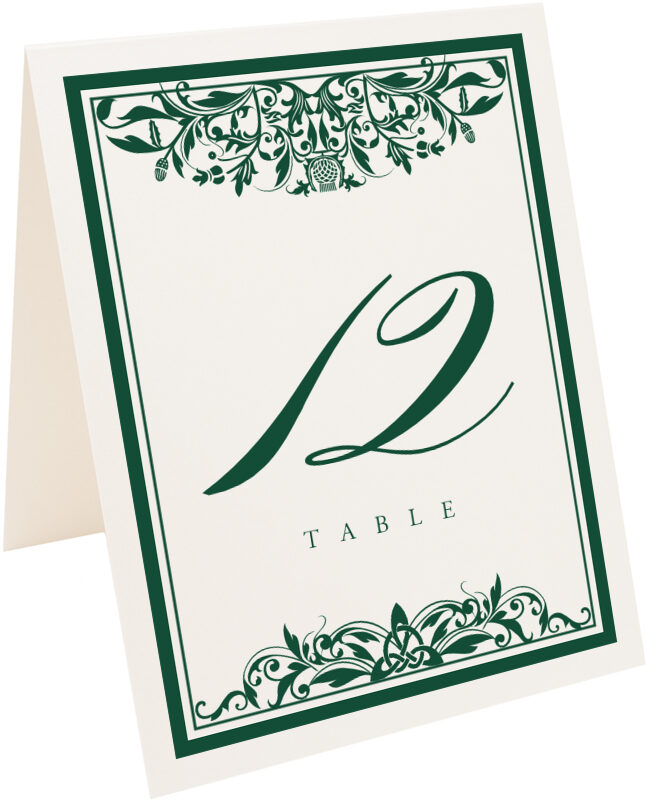 Vintage Scott's Garden Irish and Celtic Wedding Table Number Cards